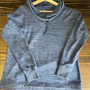 Athleta Heathered Blue Cowl Neck Top